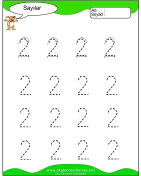 okul öncesi 1 sayısı çizgi çalışması